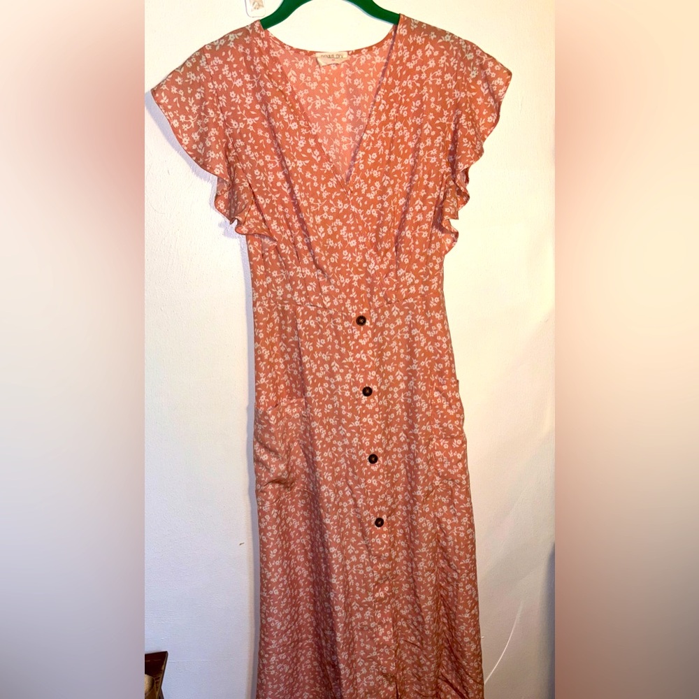 Pink floral maxi dress
